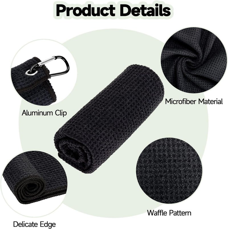 VIVIDLY 3 Pack Golf Towels (16" X 16"), Microfiber Waffle Pattern Golf Towel with Carabiner Clip, Suitable for Men's Golf Gifts (Pink) - Image 2